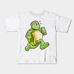 Turtle as jogger with a sweatband Kids T-Shirt